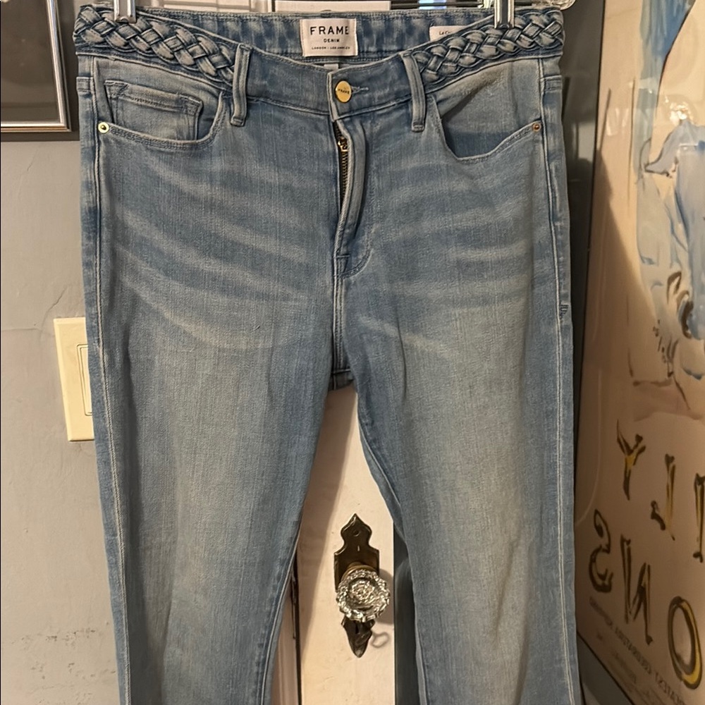 Frame Denim Women's Braided Waist Light Blue Jeans